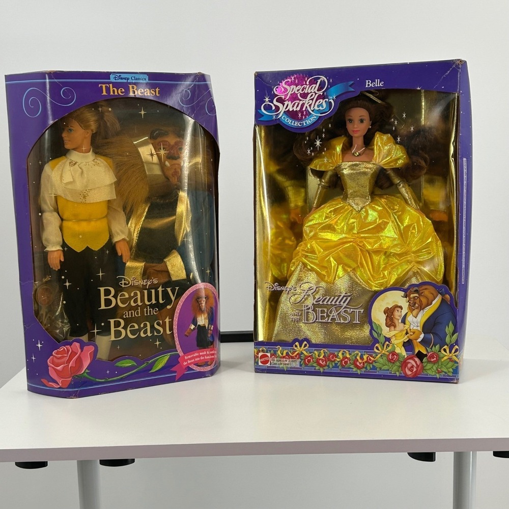 Vintage Mattel Disney Beauty and‎ the Beast Belle Special Sparkles Doll Set NIB
